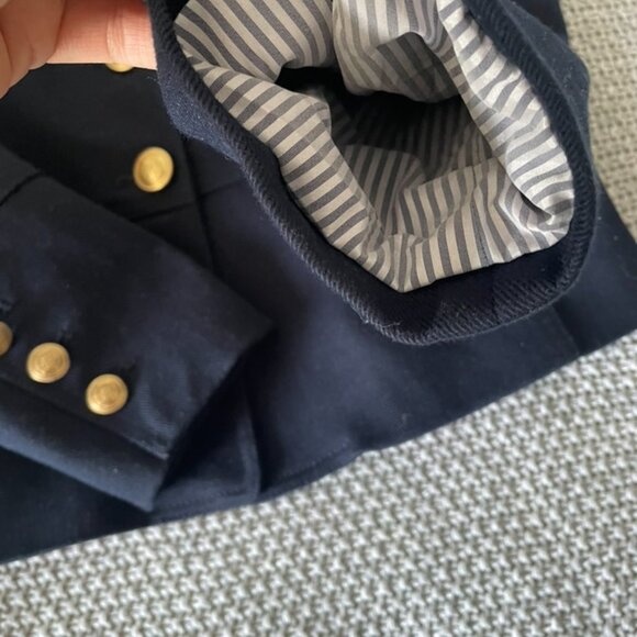 Talbots Sz 6 Navy Knit Jacket Military Style Blazer Gold Buttons Like New - Picture 4 of 9